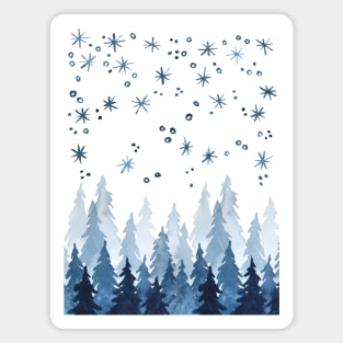 Pine trees in snowfall Magnet